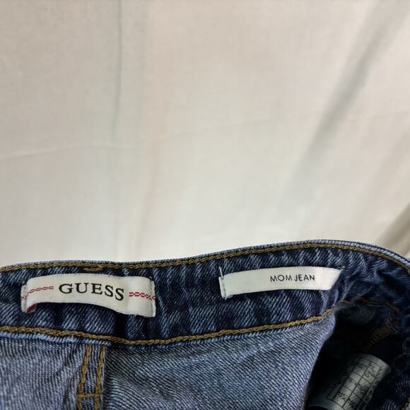 Guess Womens Preppy Hipster High Rise Cropped Mom Denim Jeans Size 27 Frayed Hem - Picture 8 of 9